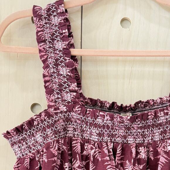 KATE QUINN Winnie Ruffle Tank Size Large NEW Roo Floral Fern Purple Soft Bamboo - Picture 2 of 8